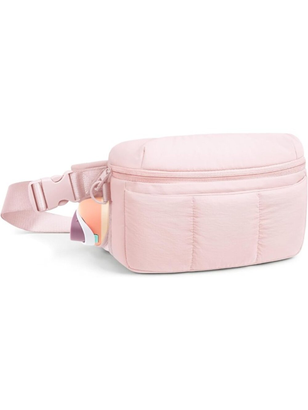 Pink Fluffy Fanny Pack with Water Bottle Holder - Anti-Theft Travel Belt Bag